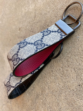 Load image into Gallery viewer, Key Fobs - Leather and Repurposed Authentic Vintage Blue/Navy Gucci