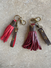 Load image into Gallery viewer, Two for One Matching Key Fobs and Leather Tassels - Repurposed Authentic LV