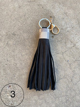 Load image into Gallery viewer, Leather Tassels - Leather with Repurposed LV Damier Azur