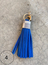 Load image into Gallery viewer, Leather Tassels - Leather with Repurposed LV Damier Azur