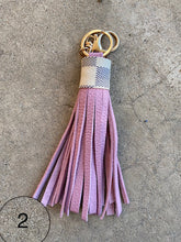 Load image into Gallery viewer, Leather Tassels - Leather with Repurposed LV Damier Azur