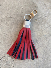 Load image into Gallery viewer, Leather Tassels - Leather with Repurposed LV Damier Azur