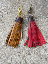 Load image into Gallery viewer, Leather Tassels - Leather and Repurposed LV Damier Ebene