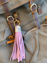 Load image into Gallery viewer, Leather Tassels - Leather with Repurposed LV Damier Azur