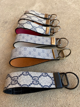 Load image into Gallery viewer, Key Fobs - Leather and Repurposed Authentic Vintage Blue/Navy Gucci