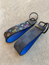 Load image into Gallery viewer, Key Fobs - Leather and Repurposed Authentic Damier Graphite and Multi Colored
