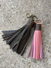 Load image into Gallery viewer, Leather Tassels - Leather with Repurposed LV Canvas