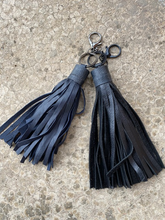 Load image into Gallery viewer, Leather Tassels - Leather and Repurposed LV Damier Graphite