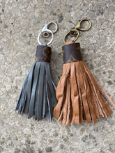 Load image into Gallery viewer, Leather Tassels - Leather with Repurposed LV Canvas