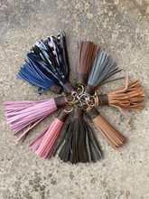 Load image into Gallery viewer, Leather Tassels - Leather with Repurposed LV Canvas