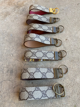 Load image into Gallery viewer, Key Fobs - Leather and Repurposed Authentic GG Vintage Brown Canvas