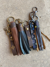 Load image into Gallery viewer, Two for One Matching Key Fobs and Leather Tassels - Repurposed Authentic LV