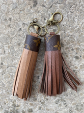 Load image into Gallery viewer, Leather Tassels - Leather with Repurposed LV Canvas