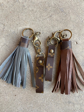 Load image into Gallery viewer, Two for One Matching Key Fobs and Leather Tassels - Repurposed Authentic LV