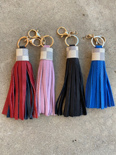 Load image into Gallery viewer, Leather Tassels - Leather with Repurposed LV Damier Azur