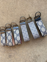 Load image into Gallery viewer, Key Fobs - Leather and Repurposed Authentic Vintage Blue/Navy Gucci