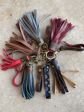 Load image into Gallery viewer, Two for One Matching Key Fobs and Leather Tassels - Repurposed Authentic LV