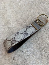 Load image into Gallery viewer, Key Fobs - Leather and Repurposed Authentic GG Vintage Brown Canvas