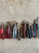 Load image into Gallery viewer, Two for One Matching Key Fobs and Leather Tassels - Repurposed Authentic LV