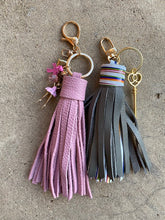 Load image into Gallery viewer, Leather Tassels with Unique Repurposed Charms
