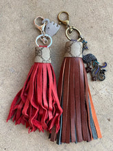 Load image into Gallery viewer, Leather Tassels with Unique Repurposed Charms