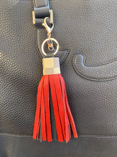 Load image into Gallery viewer, Leather Tassels - Leather with Repurposed LV Damier Azur