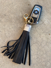 Load image into Gallery viewer, Leather Tassels - Leather with Repurposed LV Damier Azur