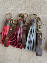 Load image into Gallery viewer, Two for One Matching Key Fobs and Leather Tassels - Repurposed Authentic LV