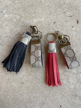 Load image into Gallery viewer, Two For One Leather Tassels and Key Fobs - Repurposed Authentic GG