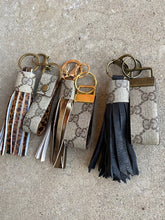 Load image into Gallery viewer, Two For One Leather Tassels and Key Fobs - Repurposed Authentic GG