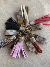 Load image into Gallery viewer, Two For One Leather Tassels and Key Fobs - Repurposed Authentic GG