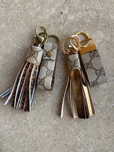 Load image into Gallery viewer, Two For One Leather Tassels and Key Fobs - Repurposed Authentic GG