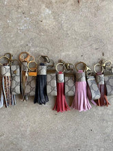 Load image into Gallery viewer, Two For One Leather Tassels and Key Fobs - Repurposed Authentic GG