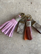Load image into Gallery viewer, Two For One Leather Tassels and Key Fobs - Repurposed Authentic GG