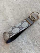 Load image into Gallery viewer, Key Fobs - Leather and Repurposed Authentic GG Vintage Brown Canvas
